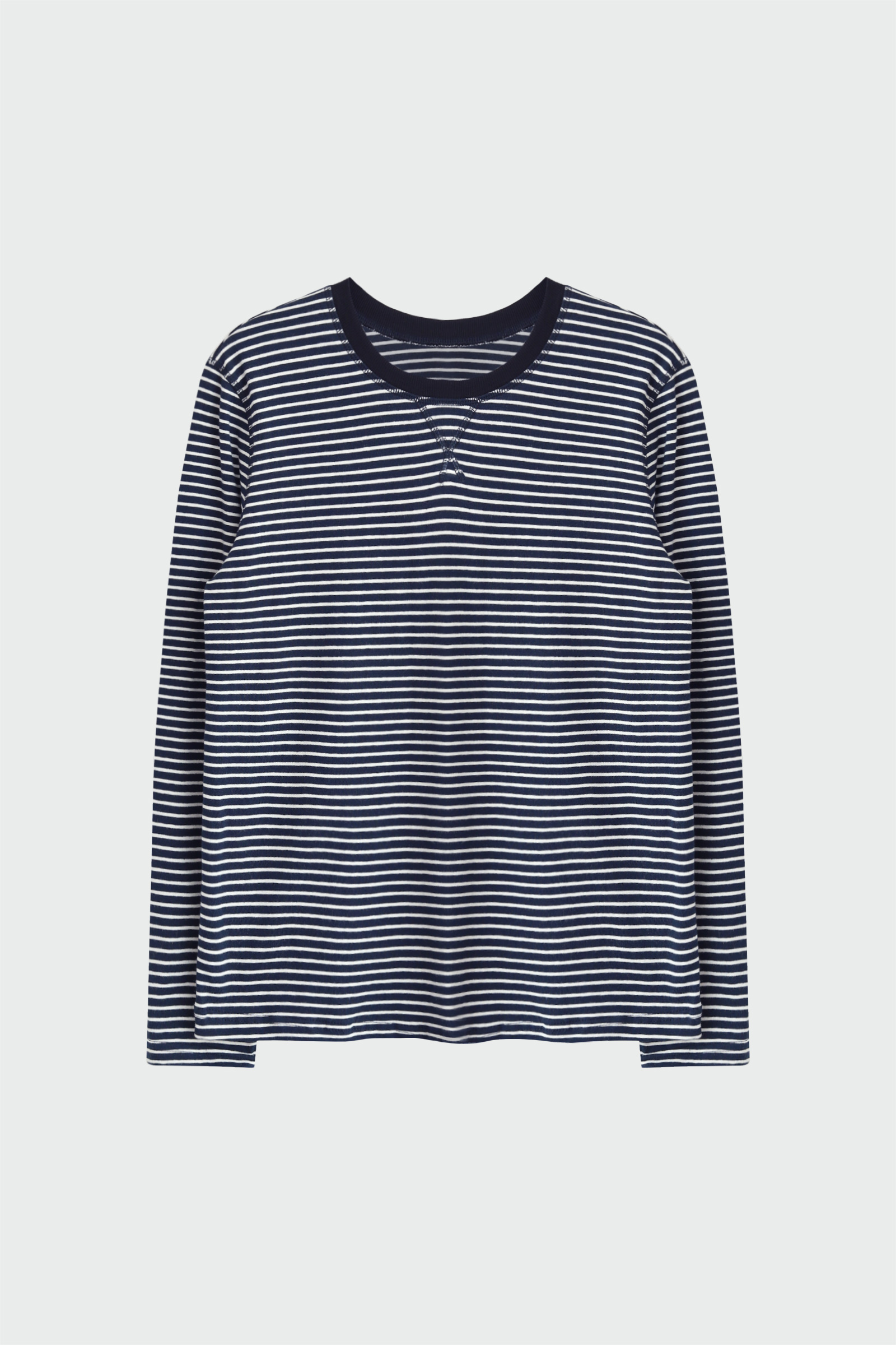 Bisiklet Yaka Çizgili Slim Lacivert Kadın Sweatshirt