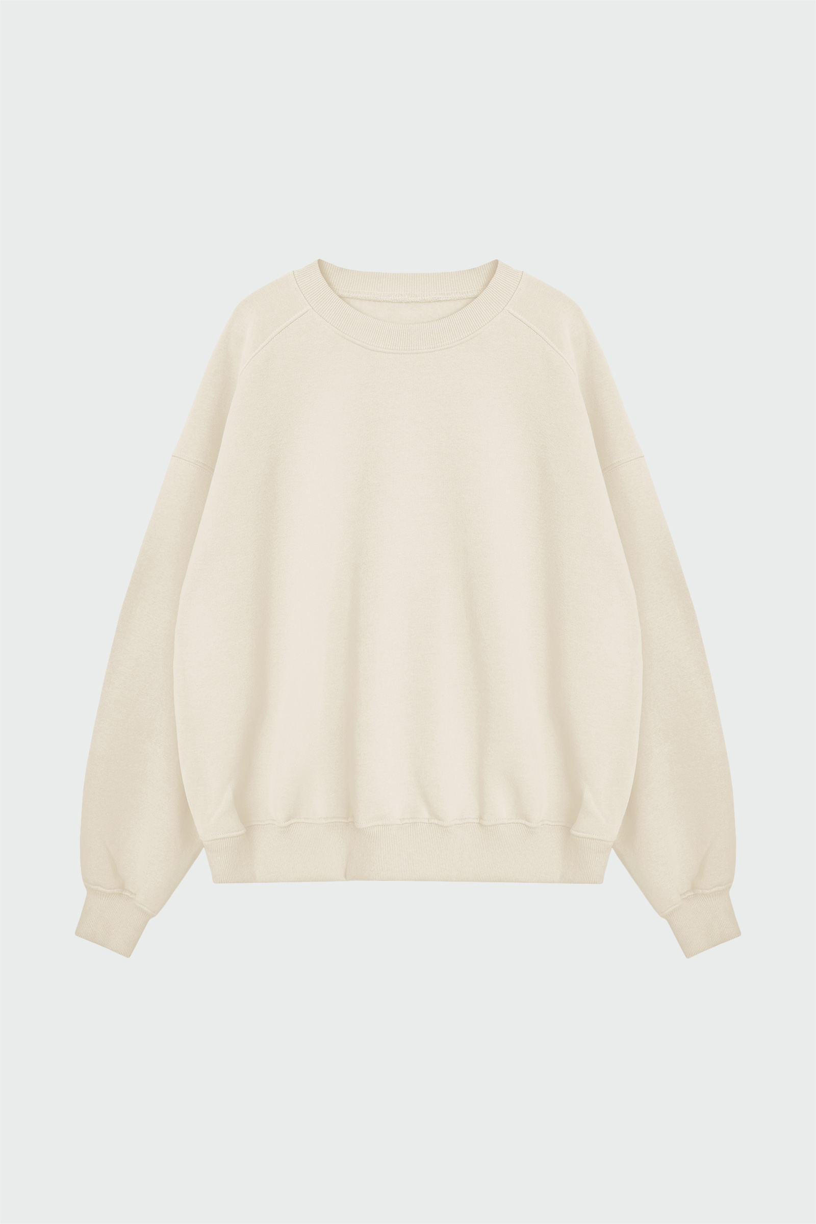 Bisiklet Yaka Oversize Bej Kadın Sweatshirt