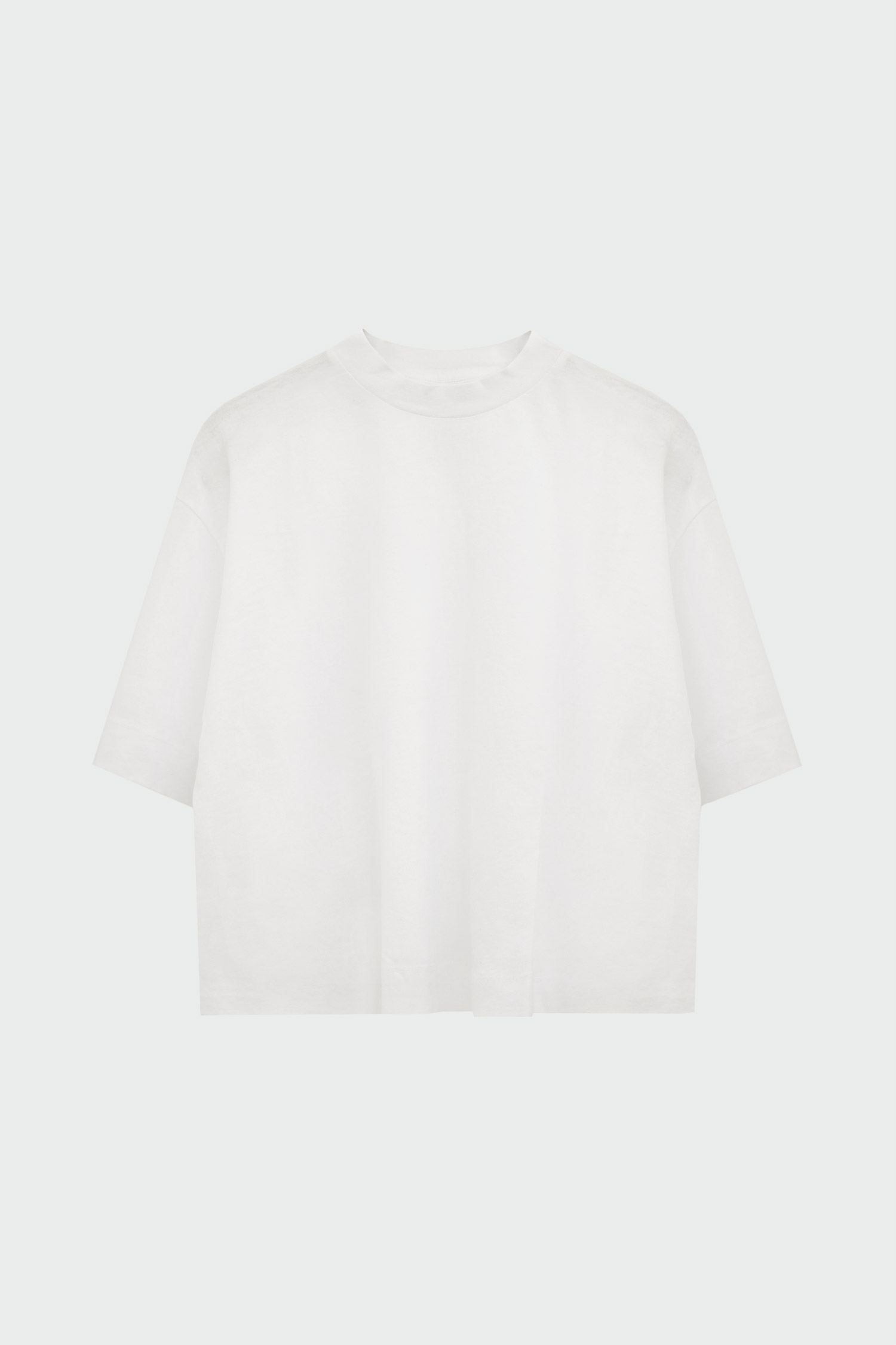 Bisiklet Yaka Crop Beyaz Kadın Basic Tişört
