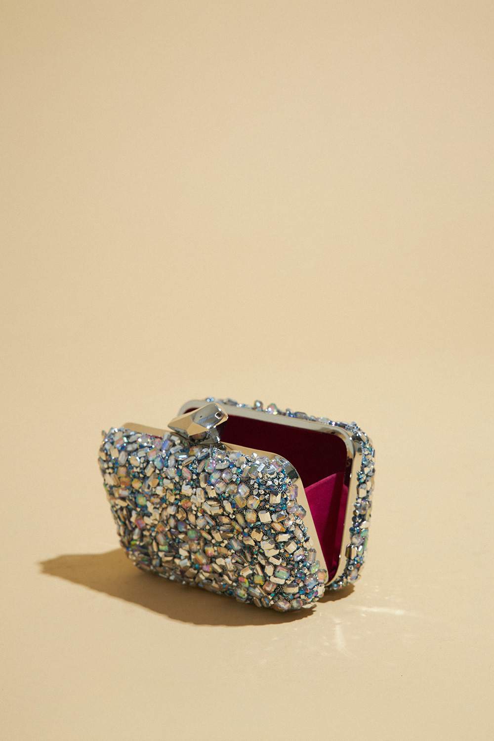 Taşlı Mini Clutch Mavi Kadın Çanta