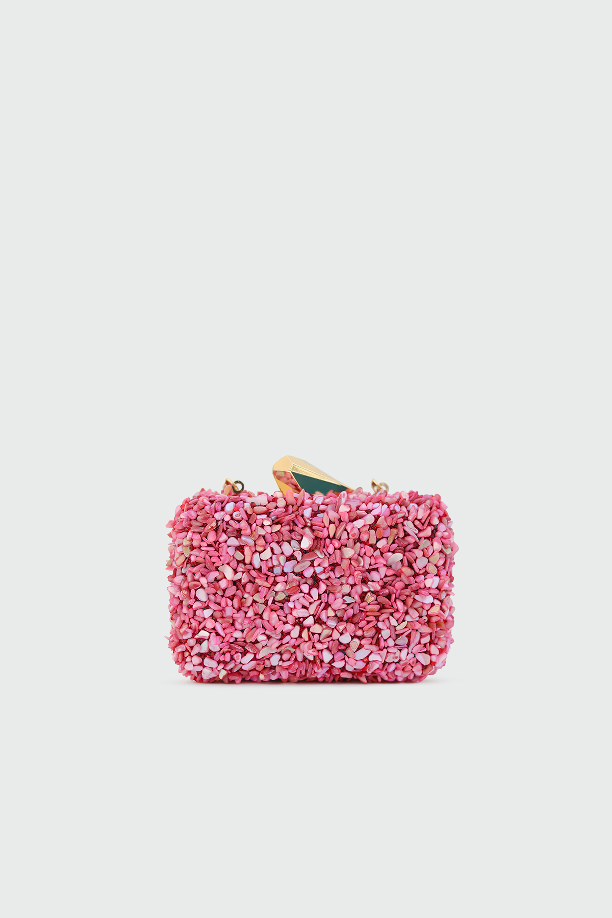 Taşlı Mini Clutch Pembe Kadın Çanta