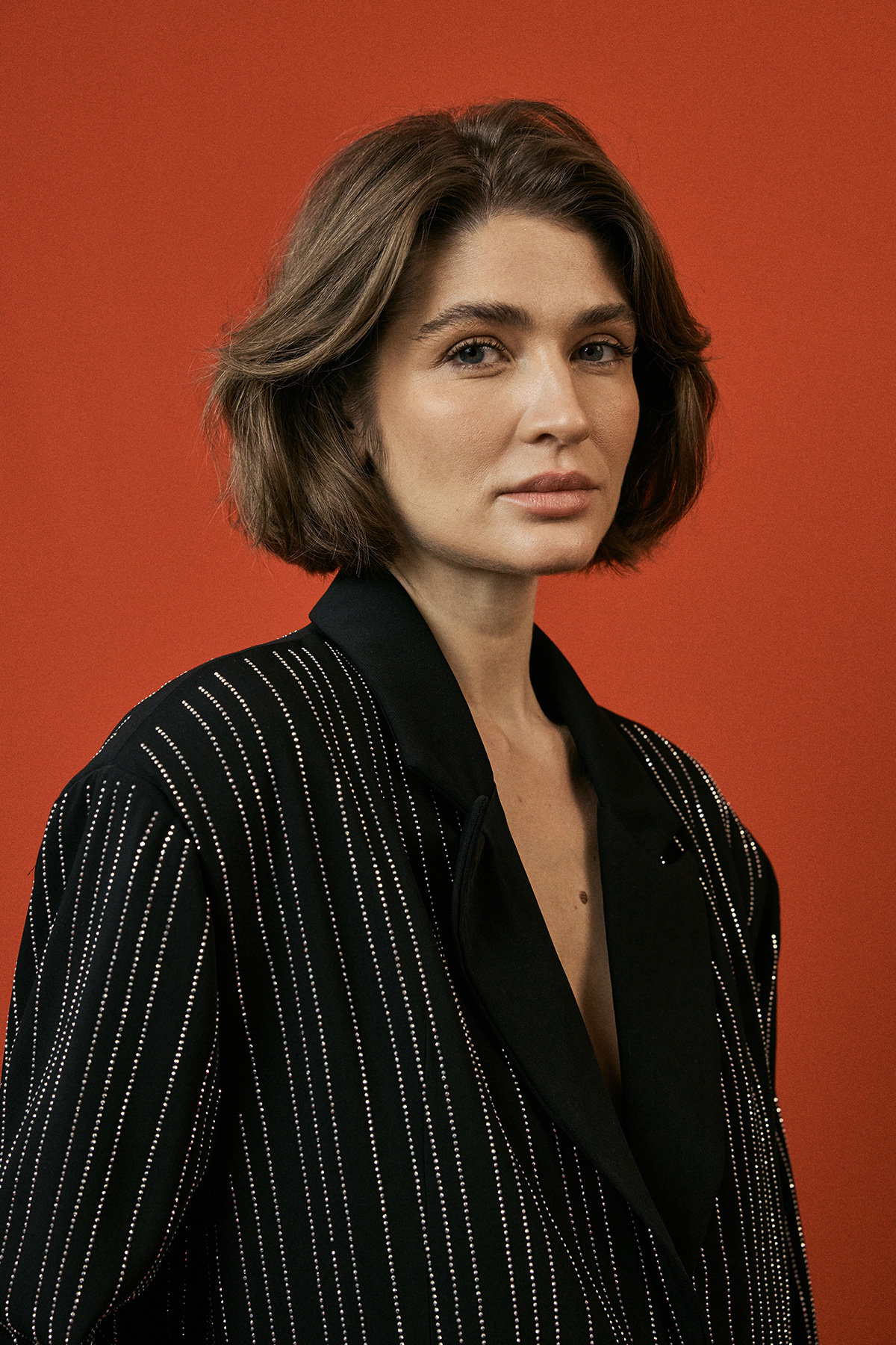 Taşlı Şerit Detaylı Blazer Siyah Kadın Ceket