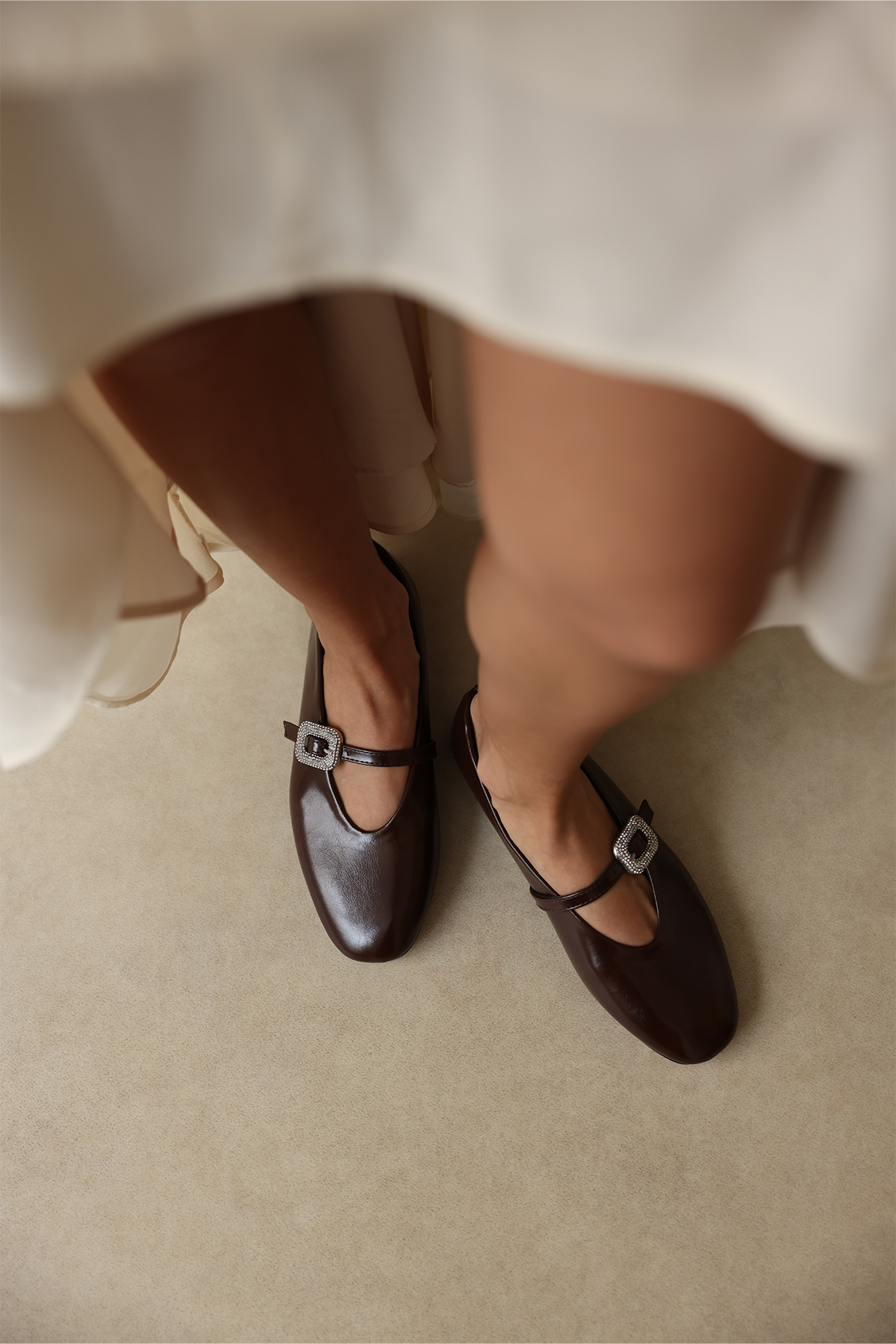 Taşlı Toka Detaylı Acı Kahve Kadın Babet