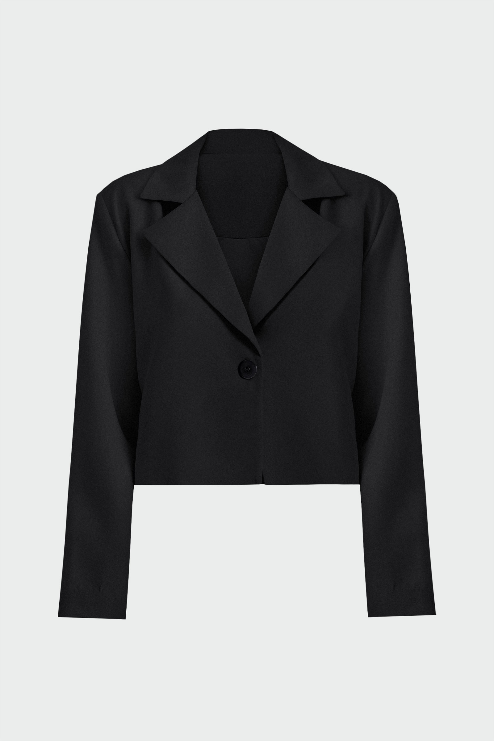 Tek Düğmeli Croptop Siyah Kadın Ceket