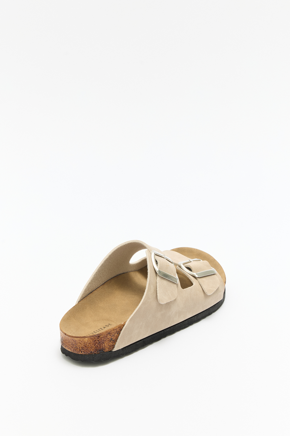 Tokalı Çift Bantlı Süet Bej Süet Kadın Terlik