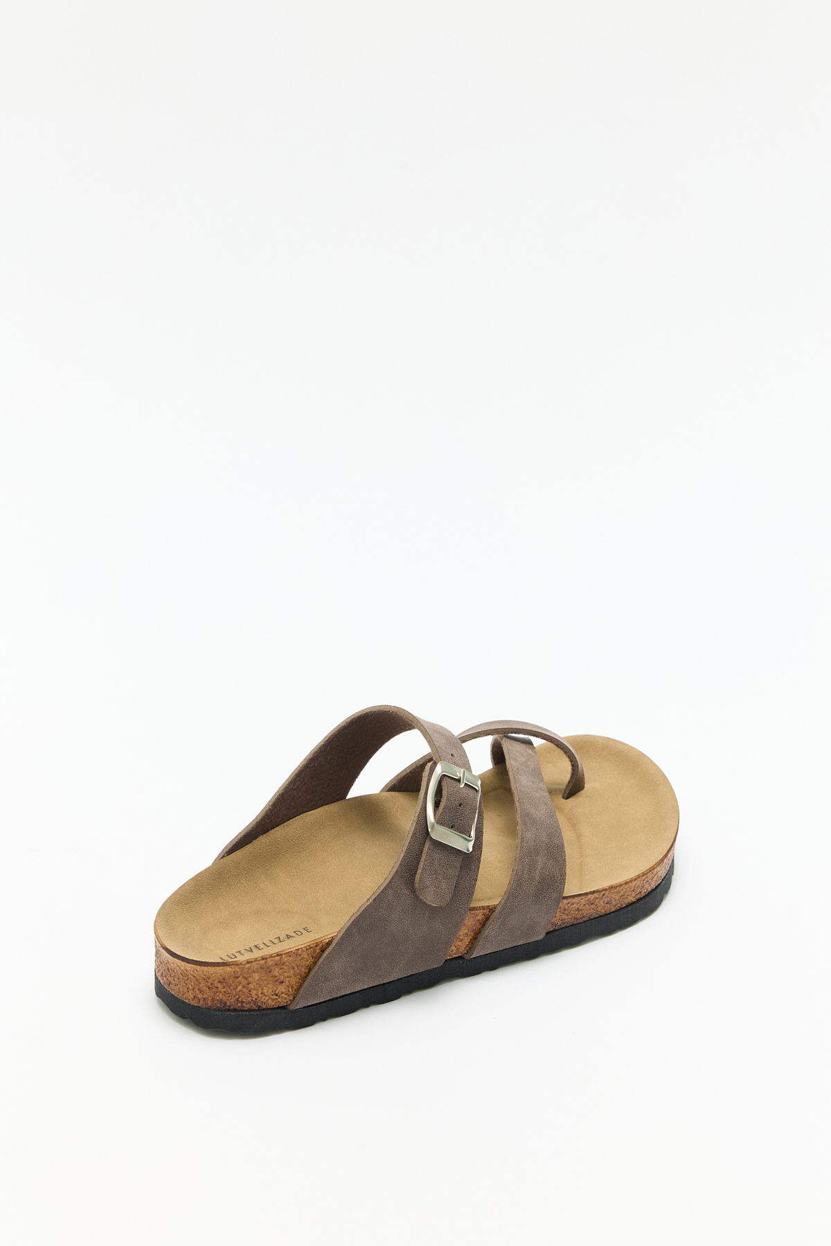 Tokalı Çapraz Bant Acı Kahve Süet Kadın Terlik