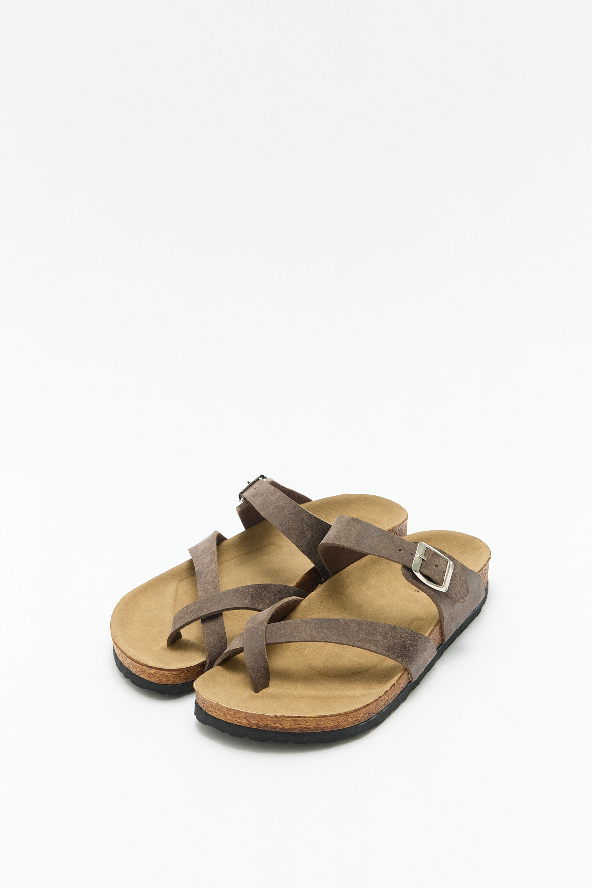 Tokalı Çapraz Bant Acı Kahve Süet Kadın Terlik