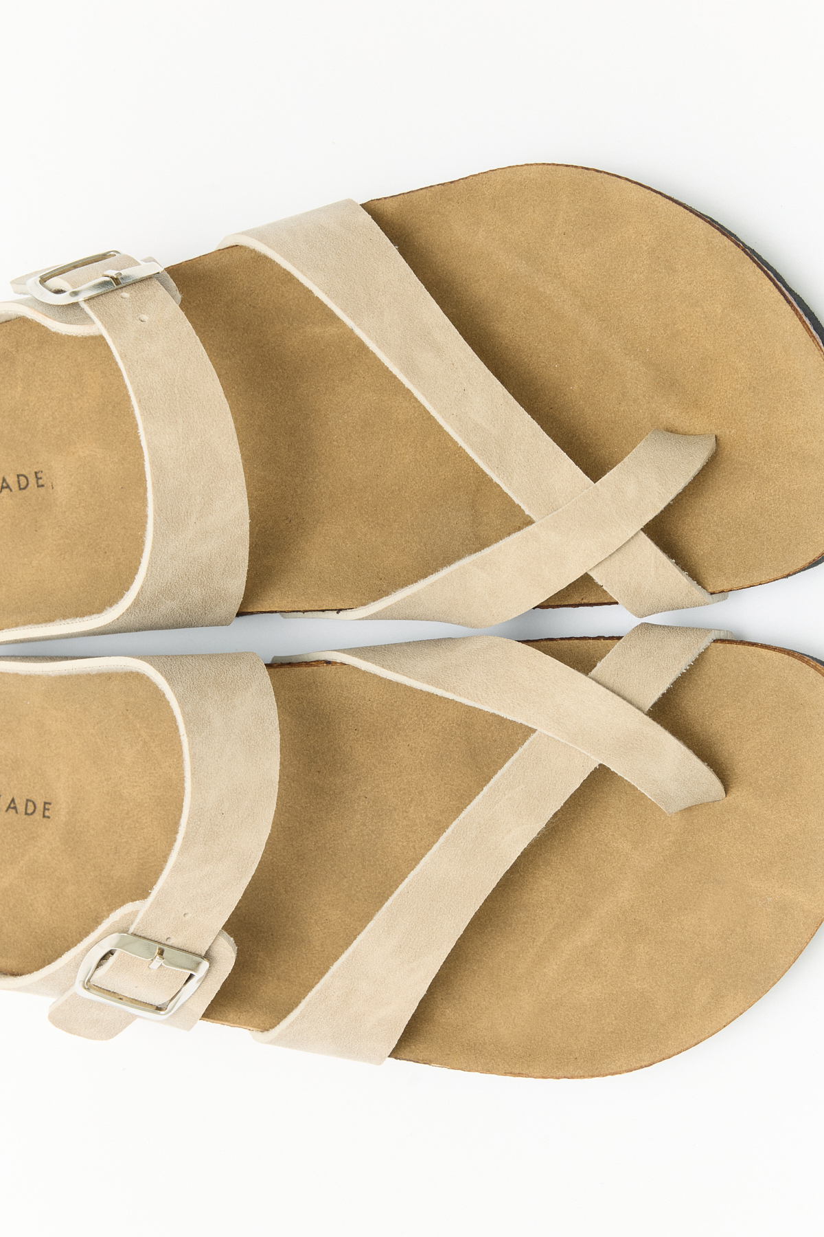 Tokalı Çapraz Bant Bej Süet Kadın Terlik