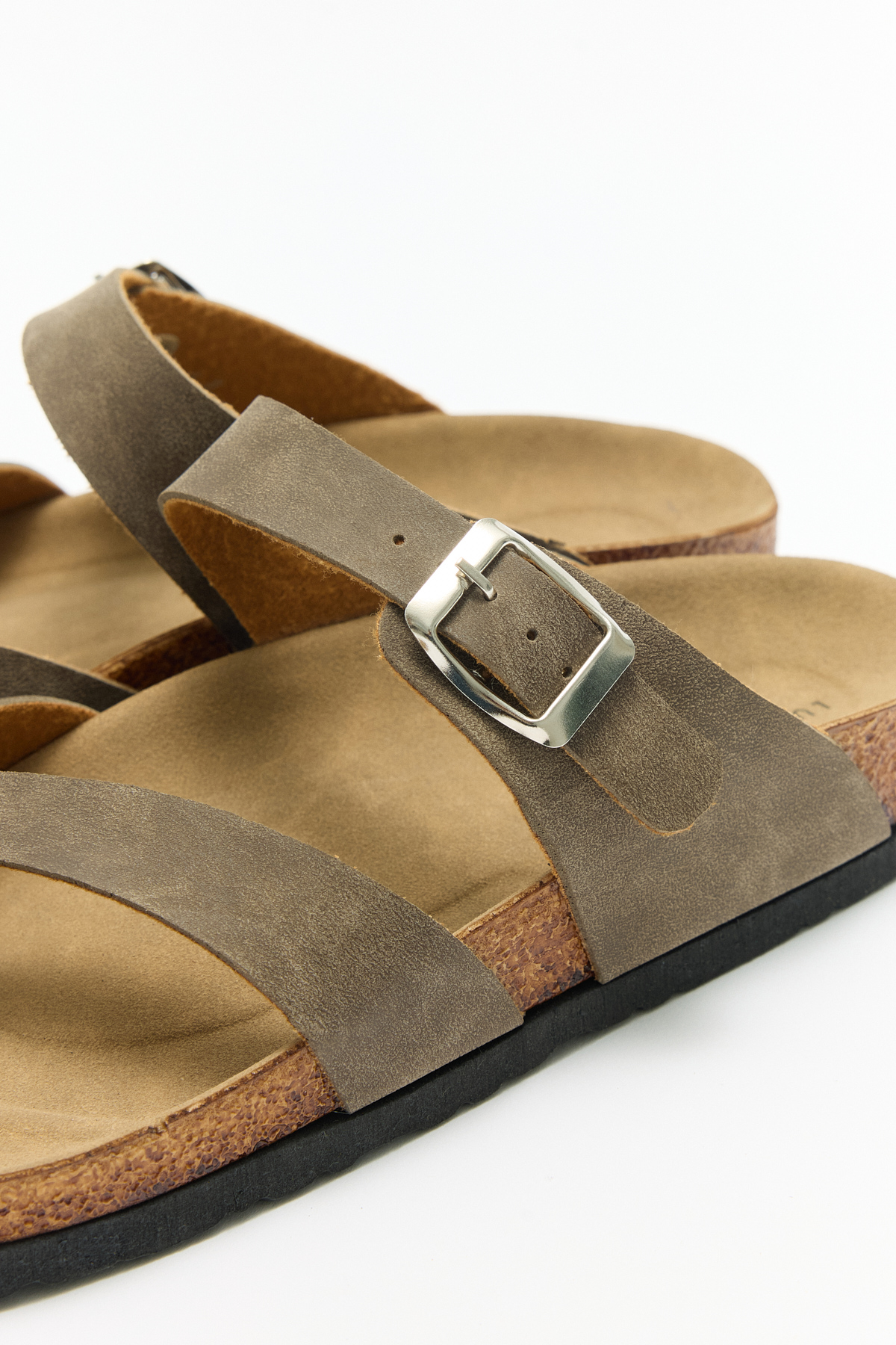 Tokalı Çapraz Bant Vizon Süet Kadın Terlik