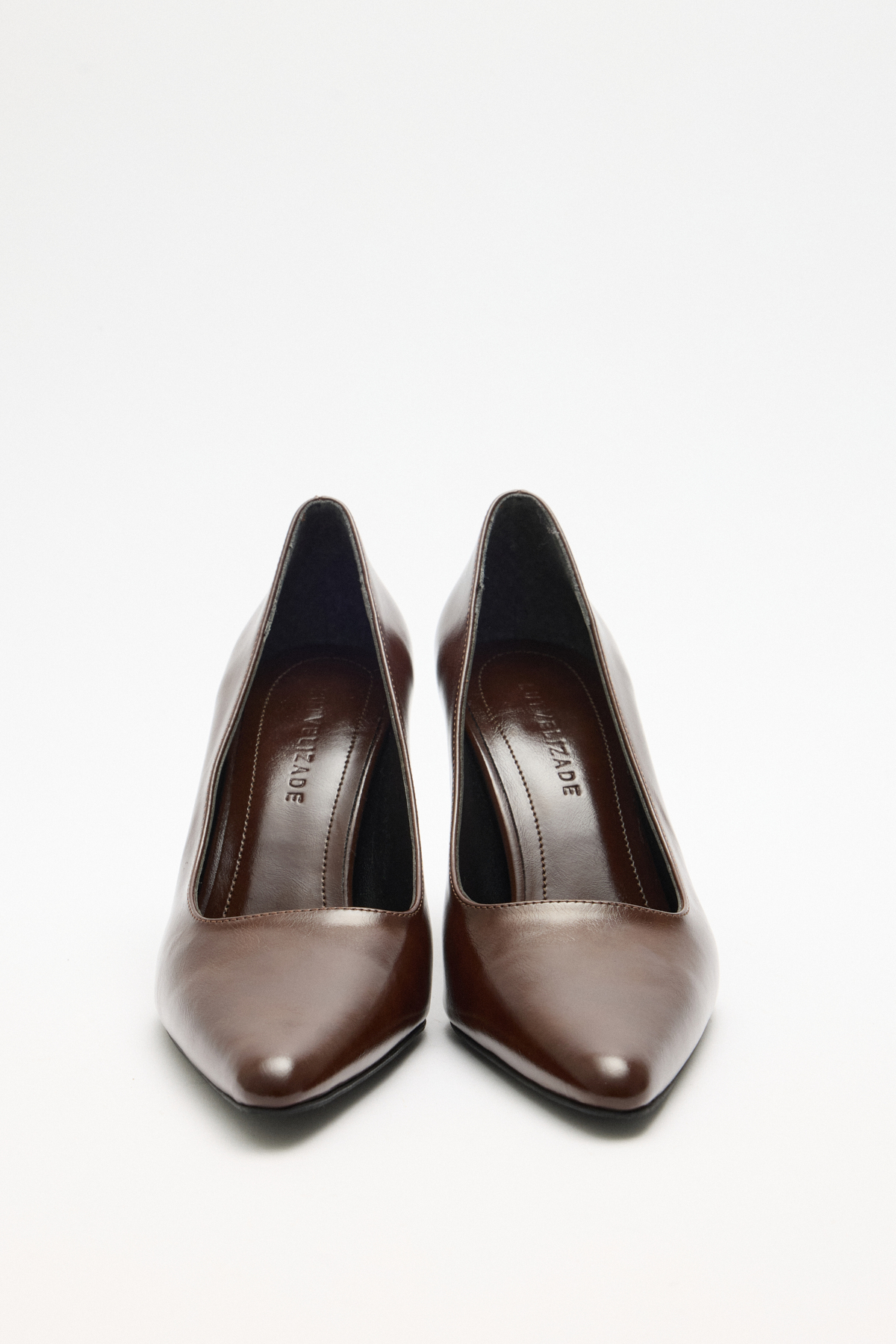 Deri Görünümlü Sivri Burun Stiletto Acı Kahve Kadın Topuklu