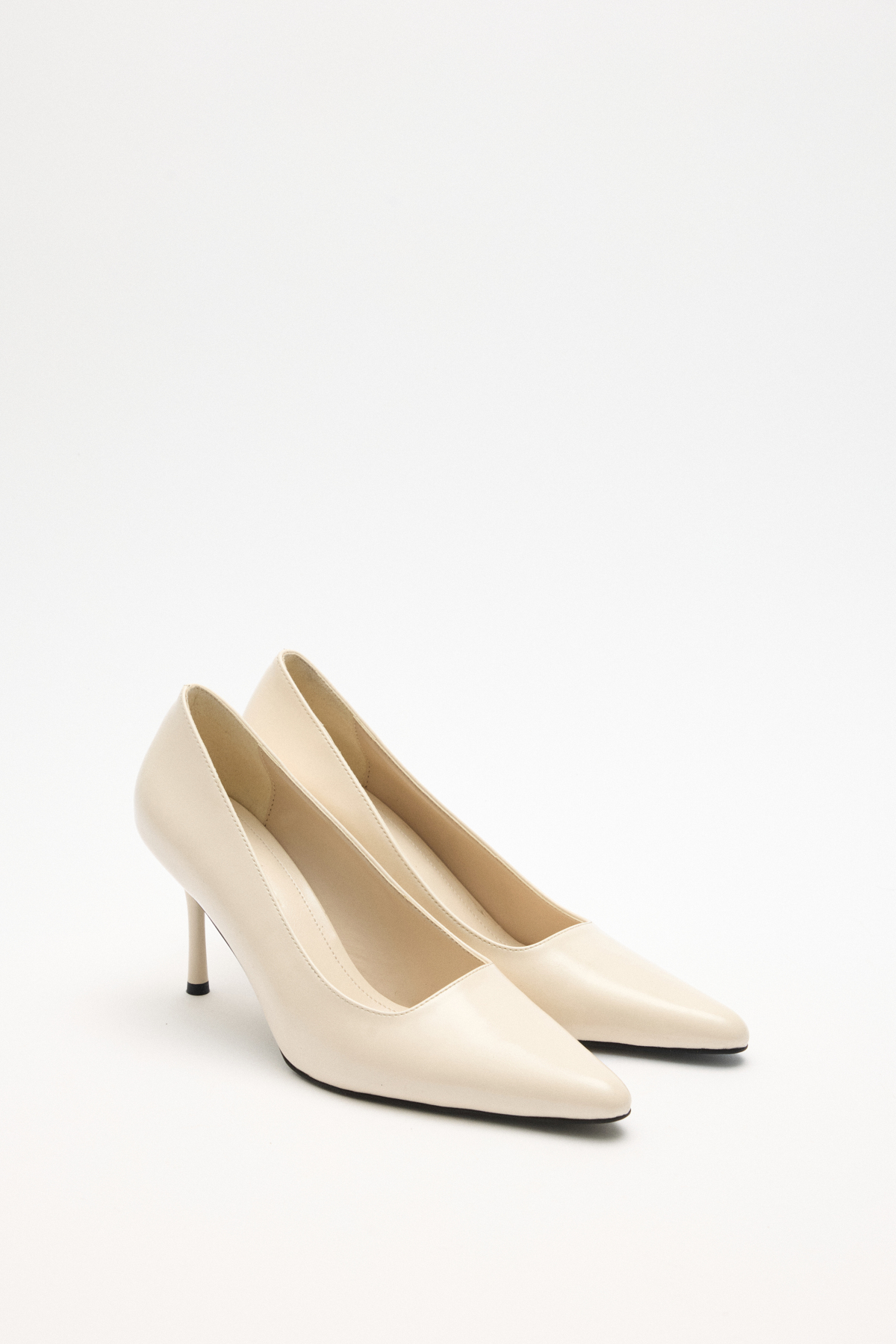 Deri Görünümlü Sivri Burun Stiletto Kemik Kadın Topuklu