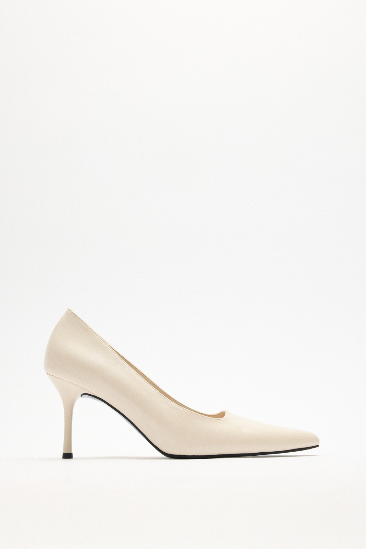 Deri Görünümlü Sivri Burun Stiletto Kemik Kadın Topuklu