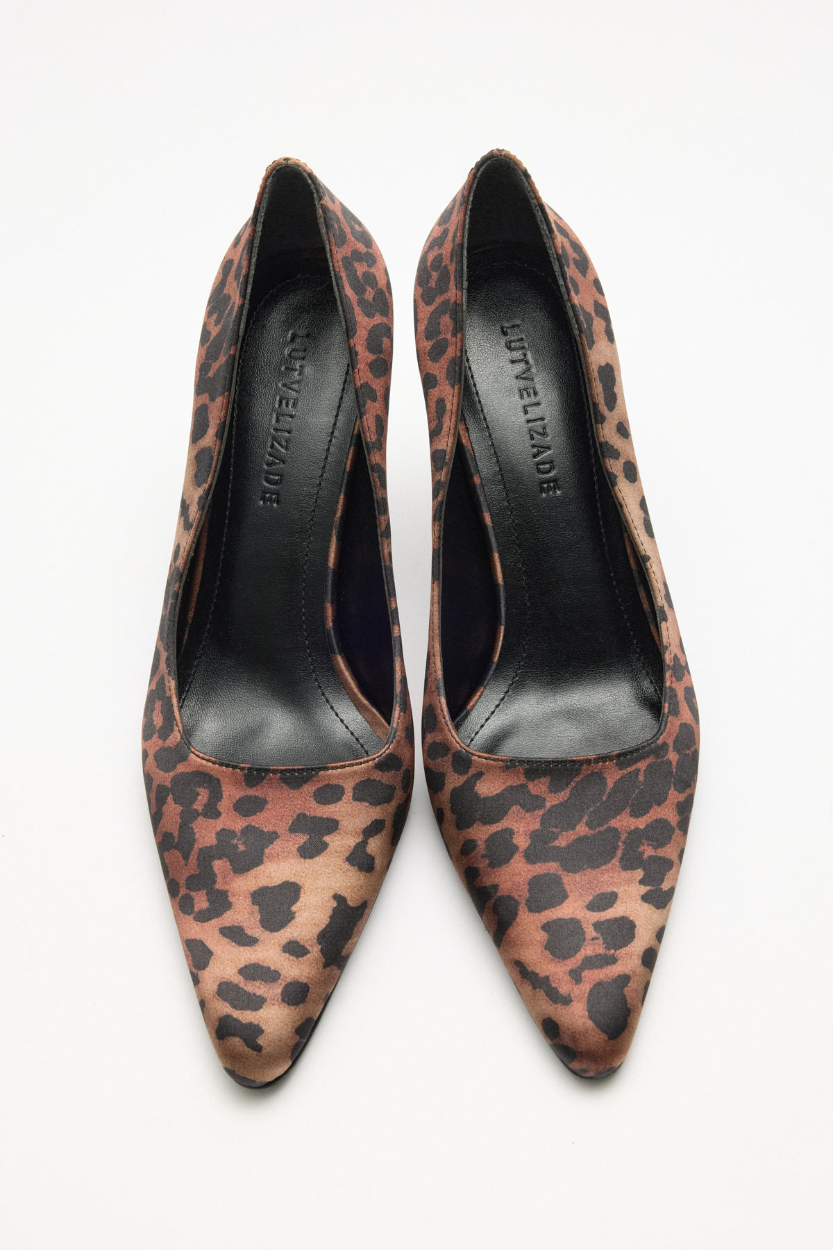 Deri Görünümlü Sivri Burun Stiletto Leopar Kadın Topuklu