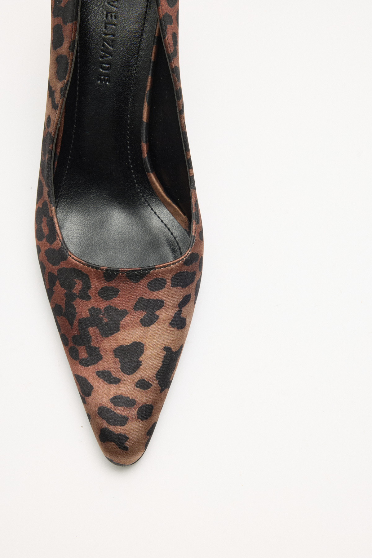 Deri Görünümlü Sivri Burun Stiletto Leopar Kadın Topuklu