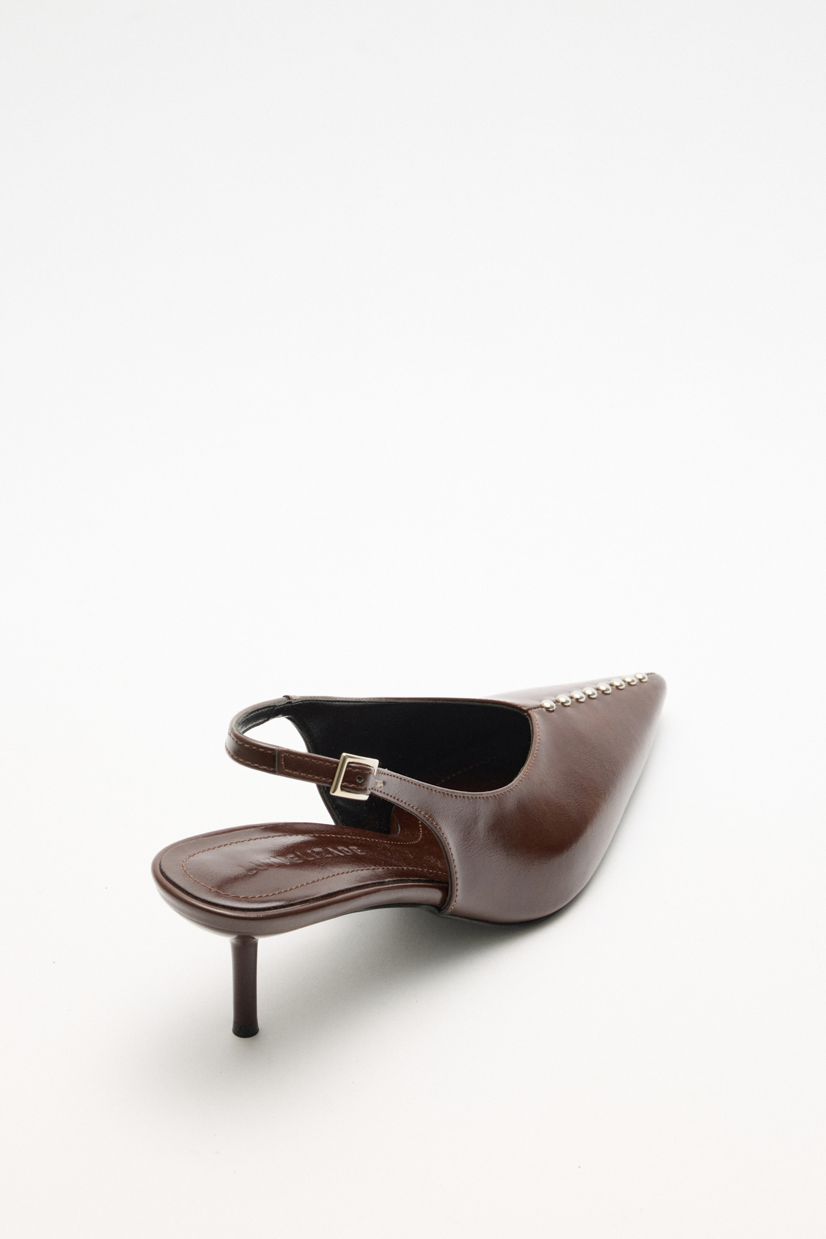 Sivri Burun Taş Detaylı Acı Kahve Kadın Topuklu