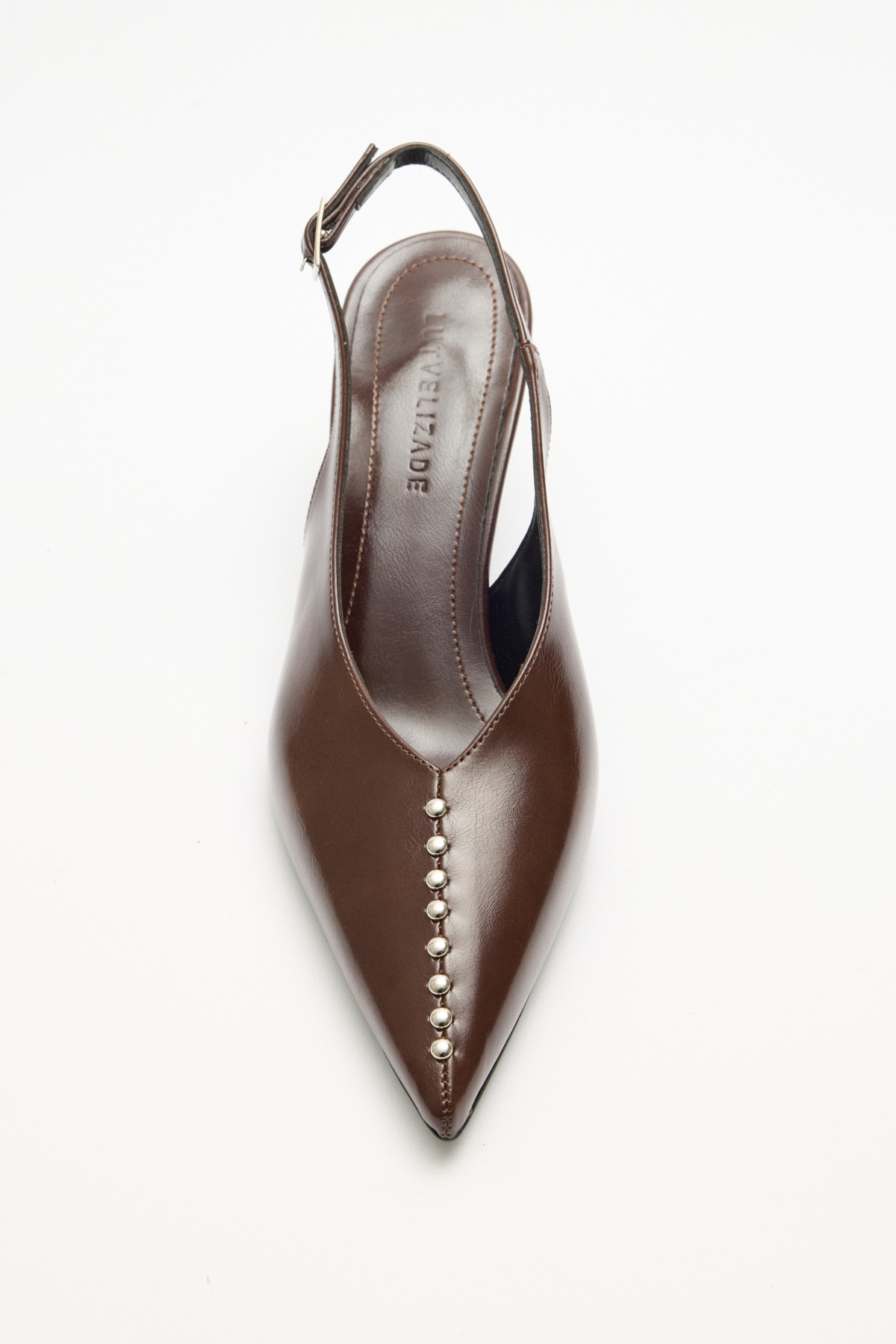 Sivri Burun Taş Detaylı Acı Kahve Kadın Topuklu