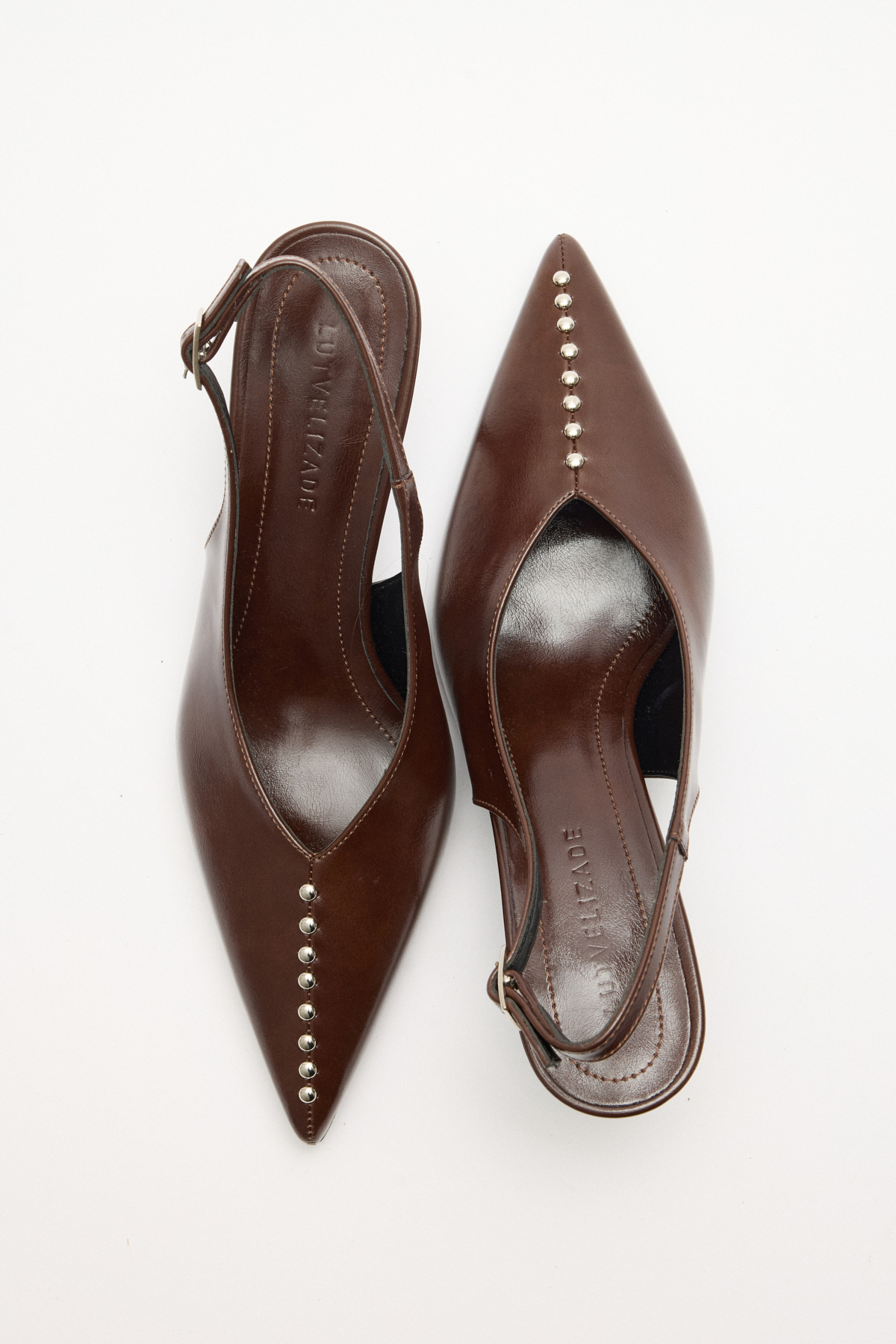 Sivri Burun Taş Detaylı Acı Kahve Kadın Topuklu