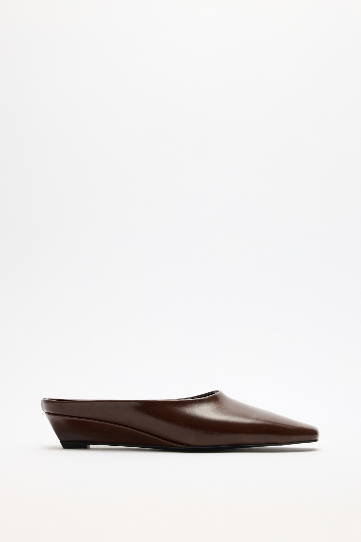 Deri Görünümlu Dolgu Topuk Acı Kahve Kadın Topuklu