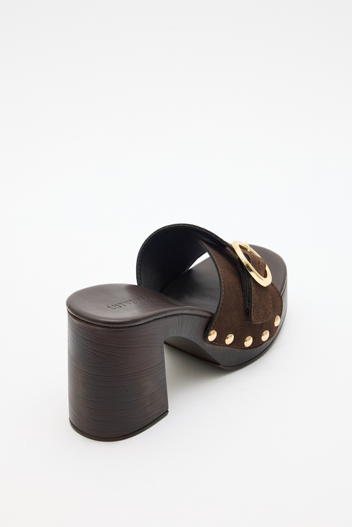 Toka ve Zımba Detaylı Acı Kahve Süet Kadın Topuklu