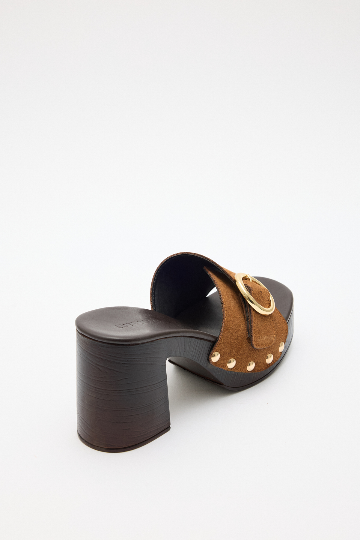 Toka ve Zımba Detaylı Taba Süet Kadın Topuklu