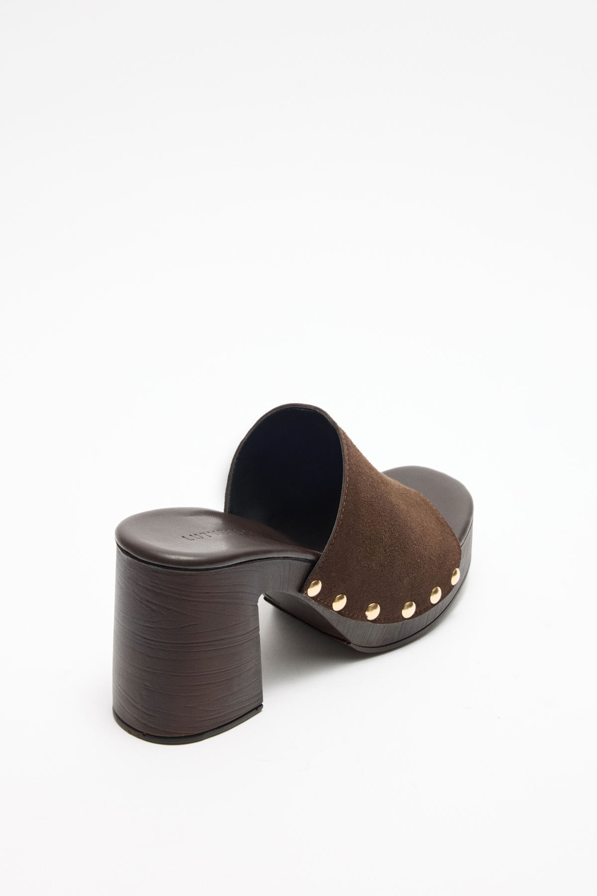 Zımba Detaylı Geniş Bant Acı Kahve Süet Kadın Topuklu