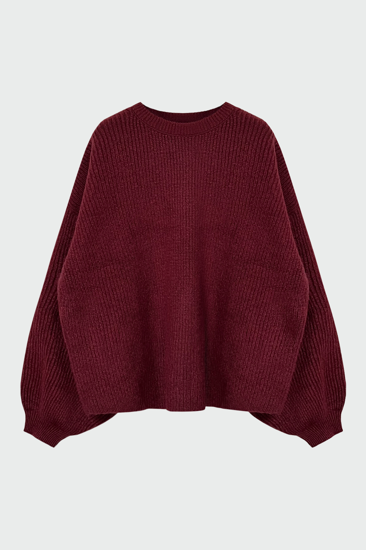 Bisiklet Yaka Balon Kollu Bordo Kadın Triko