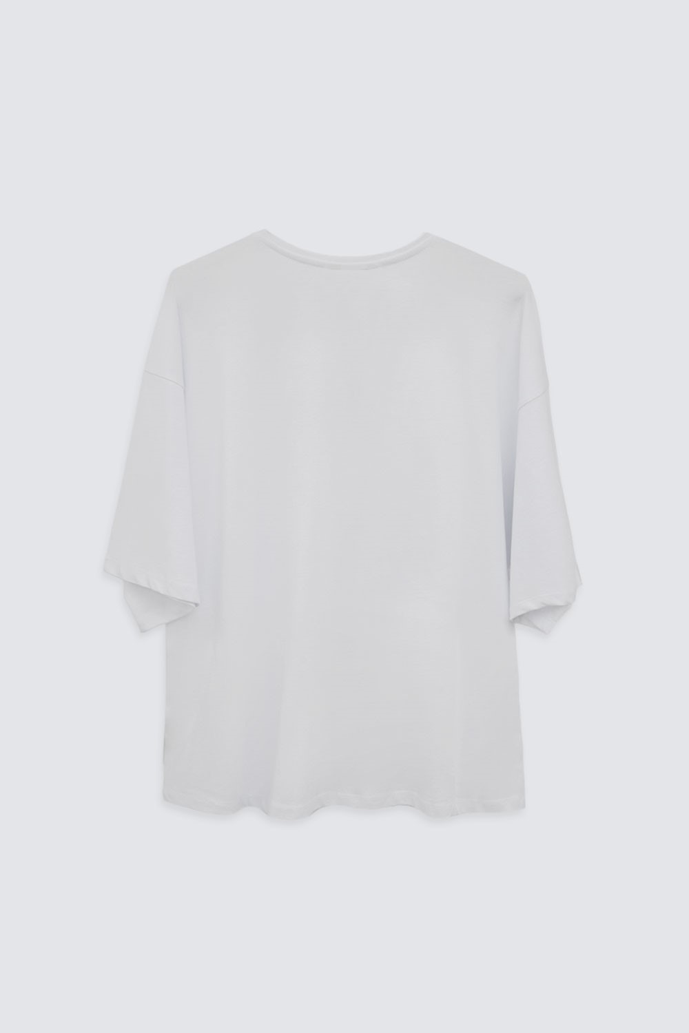 LOVER BASKILI OVERSIZE Beyaz Kadın Basic Tişört