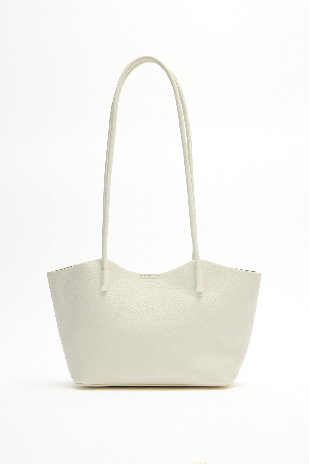 Uzun Askılı Deri Görünümlü Kırık Beyaz Kadın Çanta