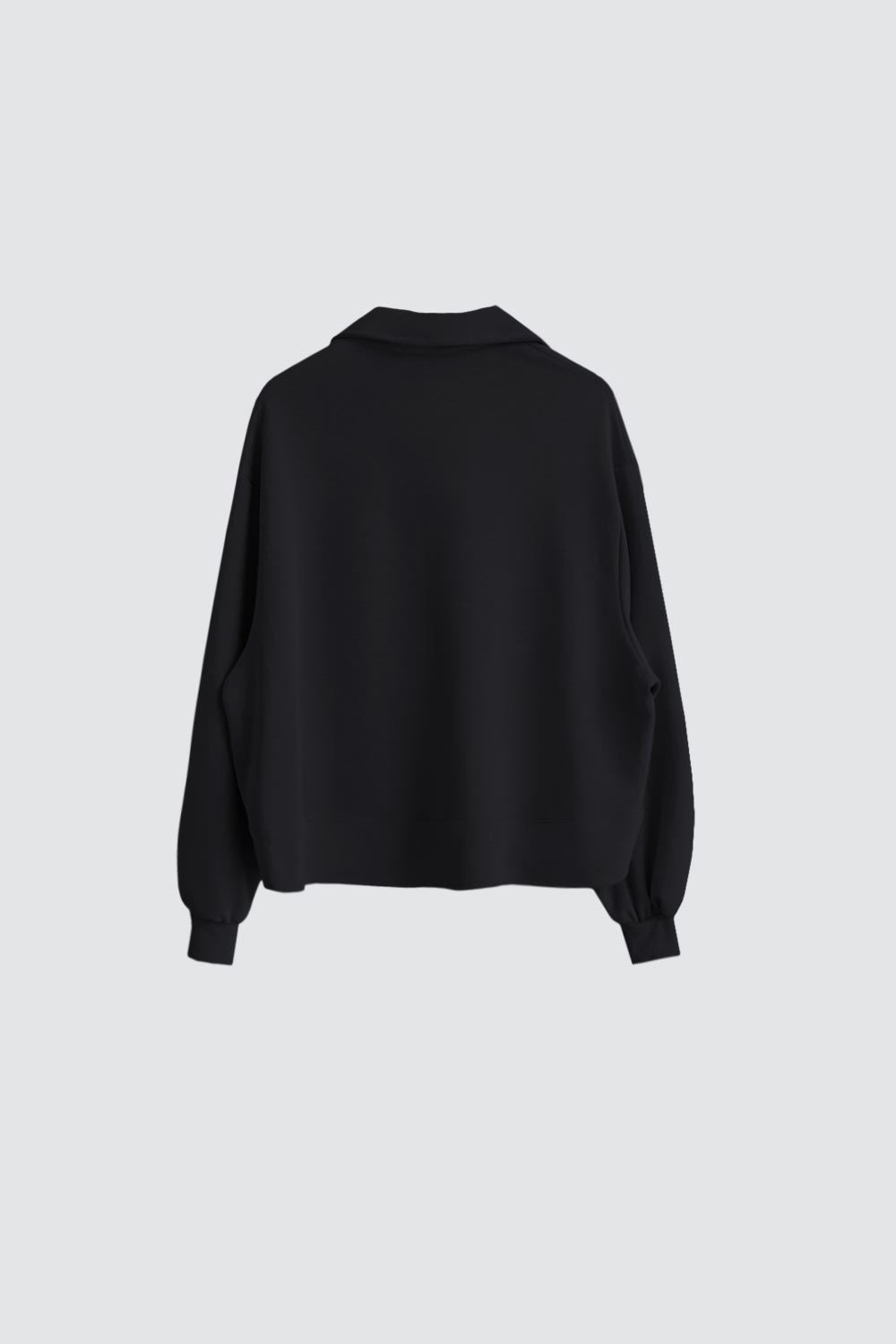 Yakası Çıtçıtlı Siyah Kadın Sweatshirt