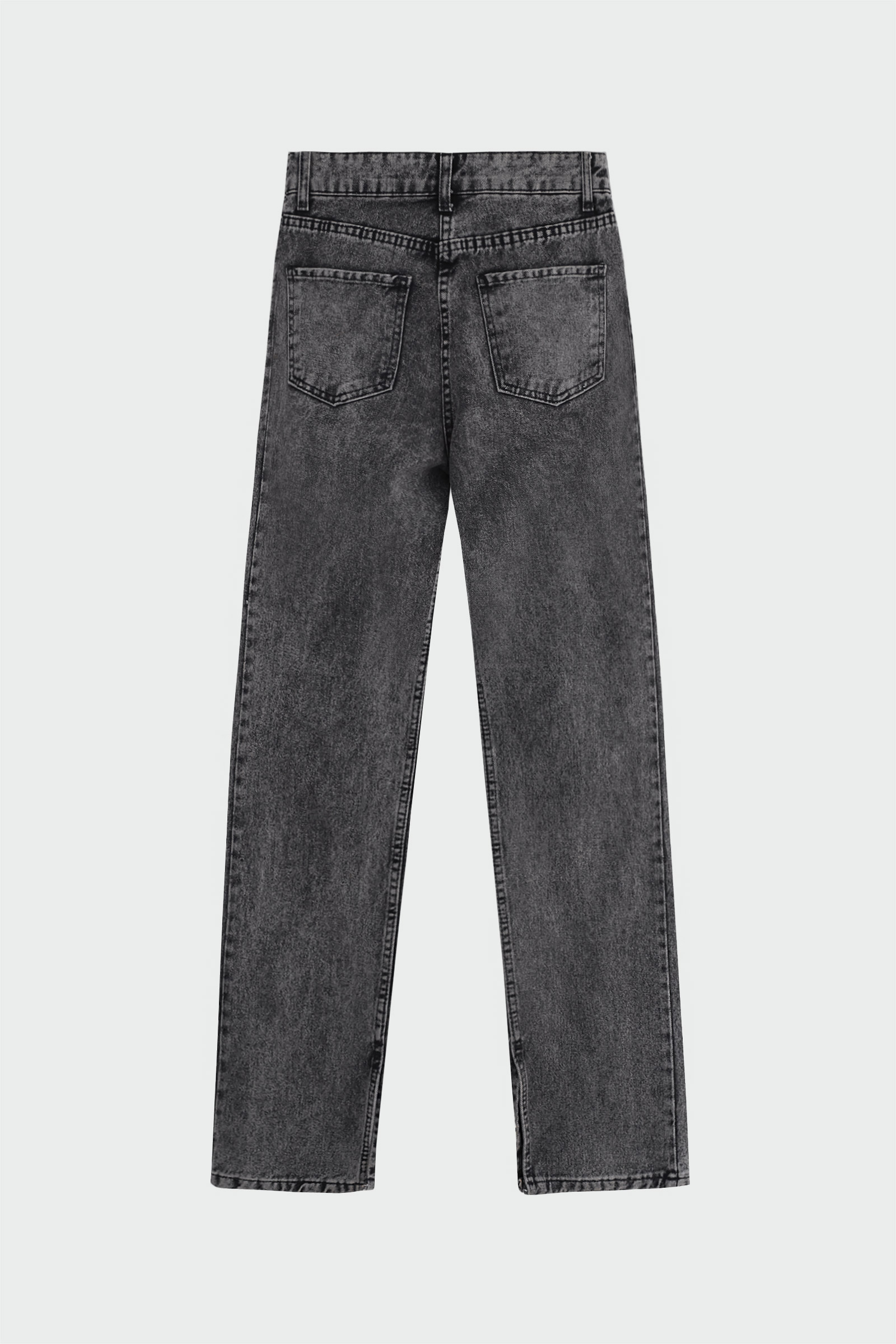 Yıkamalı Kesik Paça Straight Füme Kadın Jean