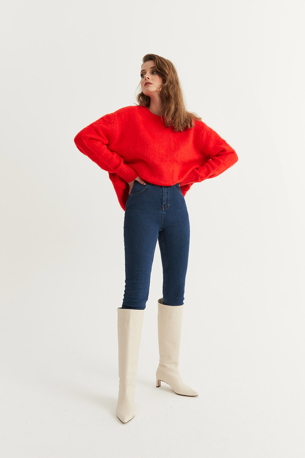 Yüksek Bel Skinny Koyu Mavi Kadın Pantolon
