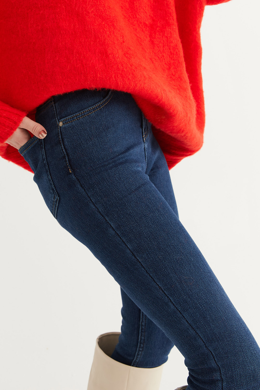 Yüksek Bel Skinny Koyu Mavi Kadın Pantolon