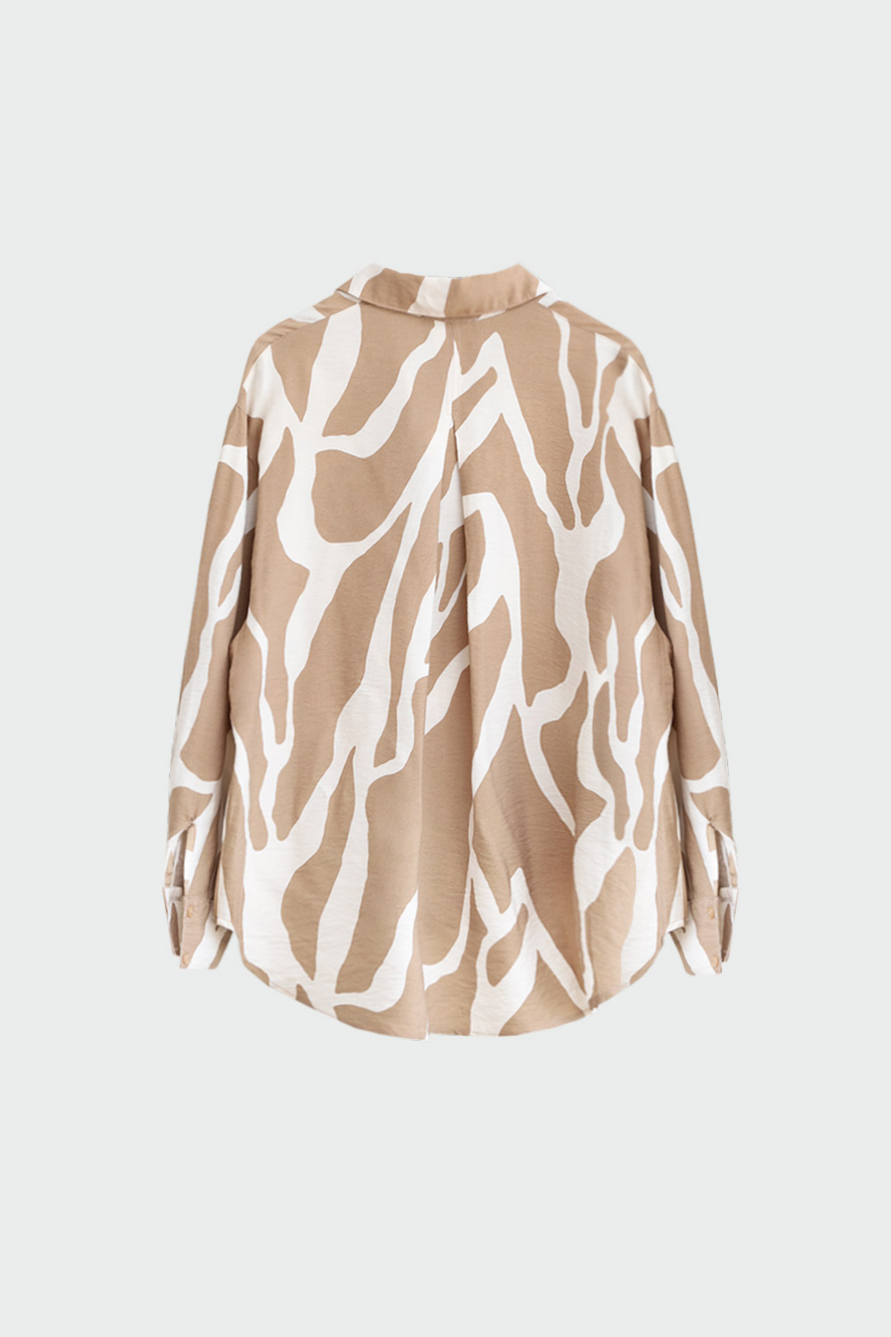 Zebra Desen Oversize Cappucino Kadın Gömlek