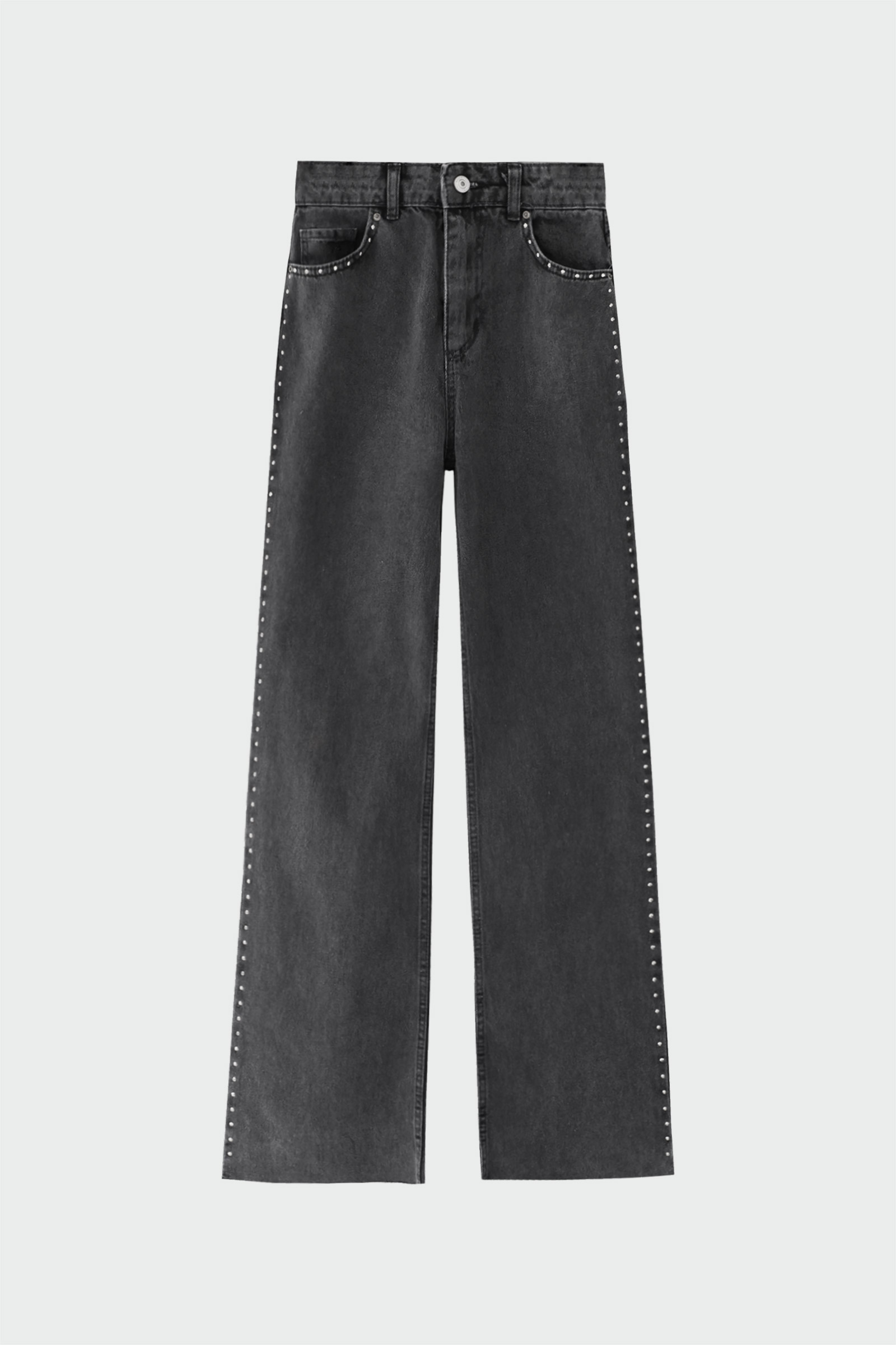 Zımba Detaylı Straight Fit Füme Kadın Jean